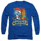 Smurfs Smurfy Christmas With Brainy Smurf Long Sleeve T-Shirt S-2XL, Royal