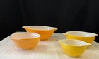 Vintage Pyrex Sunflower Daisy Yellow Orange Cinderella Nesting Bowl Set Of 4