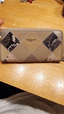 Coach patchwork leather accordion zip wallet