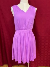 Banana Republic Dress Size 6 Fuscia Pink Silky Sleeveless Elastic Waist Cute!