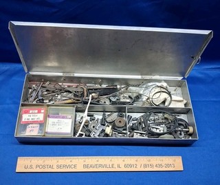 Vintage Typewriter Parts Lot W/ Aluminum Storage Box Olivetti Ribbon Parts