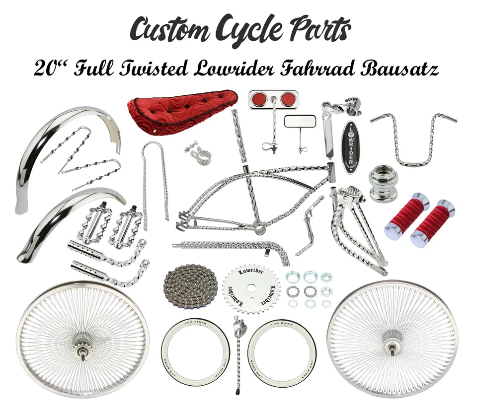 Lowrider Fahrrad Bausatz 20" 'Twisted Red' Chrom DIY - Bild 1 von 1