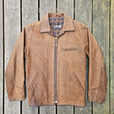 Vintage Schott NYC 146 Leather Motorcycle Jacket Brown Size 36 SUPER RARE!