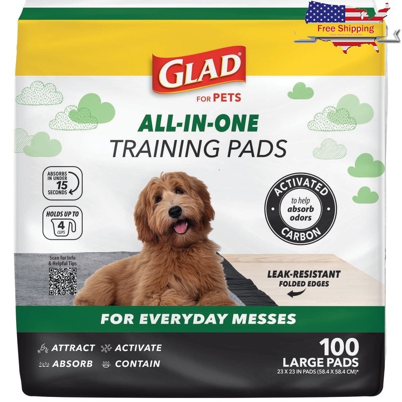 Activated Charcoal Dog Training Pads Leakproof Odor Control Pheromone 100 Count