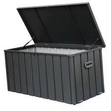 Large Patio Storage Bin for Outdoor Use, 160 Gallon Capacity, Waterproof Steel