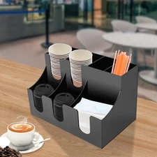 Cup Lid Dispensers Holder Acrylic Coffee Caddy Rack Anti-slip Tea Condiment Rack