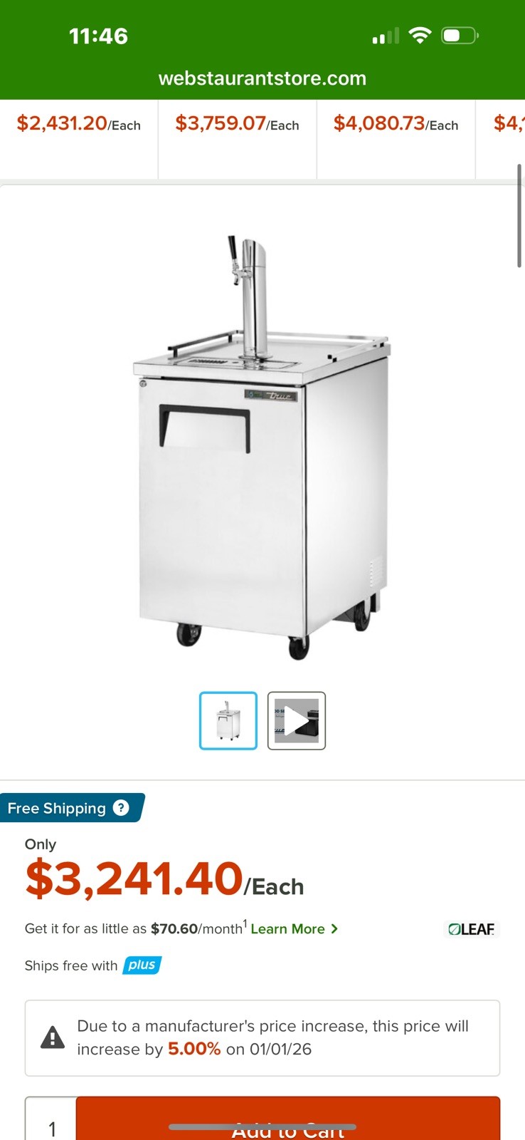 True Commercial Single Tap Kegerator Stainless Steel