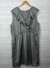 Old Navy Women's Ruffle Sleeveless V Neck Dress Silver Metallic Size XXL