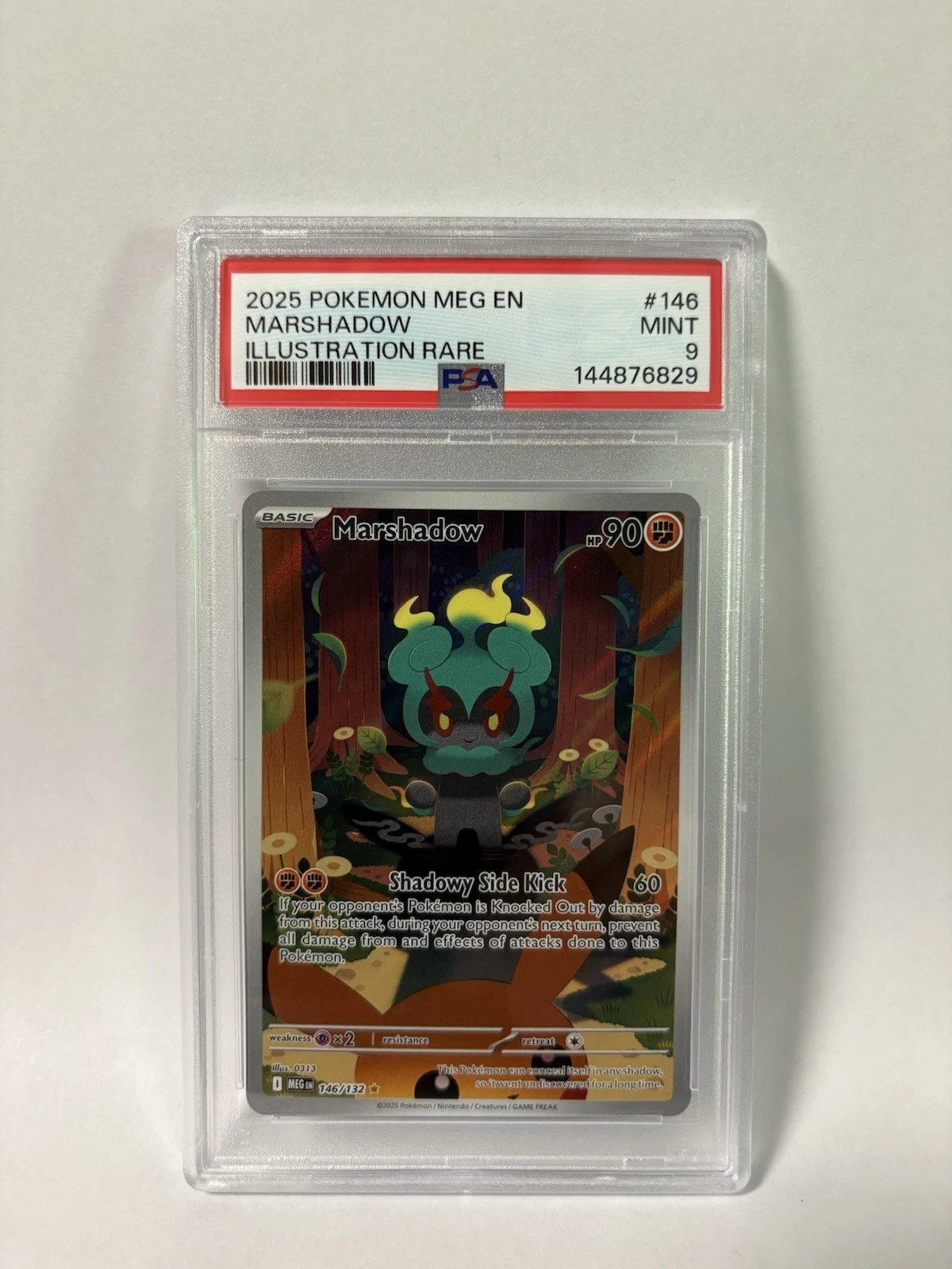 Pokemon TCG Marshadow Illustration Rare Card 146/132 PSA Mint 9 Mega Evolution