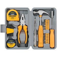 Hi-Spec 24pc Yellow Household DIY Tool Kit. Small Mini Box Set of Starter Basic.