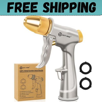 #ad Garden Hose Nozzle Sprayer High Pressure 100% Metal Water Spray Nozzle with 4 $13.90