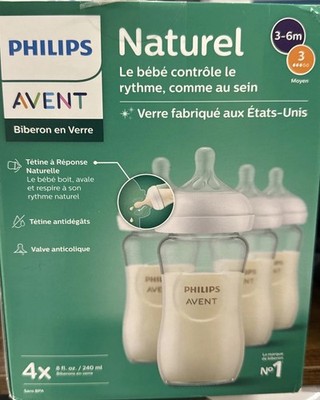Philips Avent Natural Glass Baby Bottle 8 0z - 4 pack - USA glass