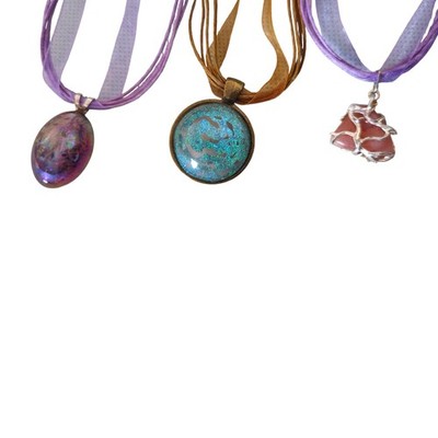 Darby's Treasures Necklaces Mixed Lot 3 Handmade Charm Resin Pink Gemstone 