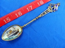 Enamel HAPAG Lloyd Imperator Ocean Liner 5-3/8 Antique 800 Silver Souvenir Spoon