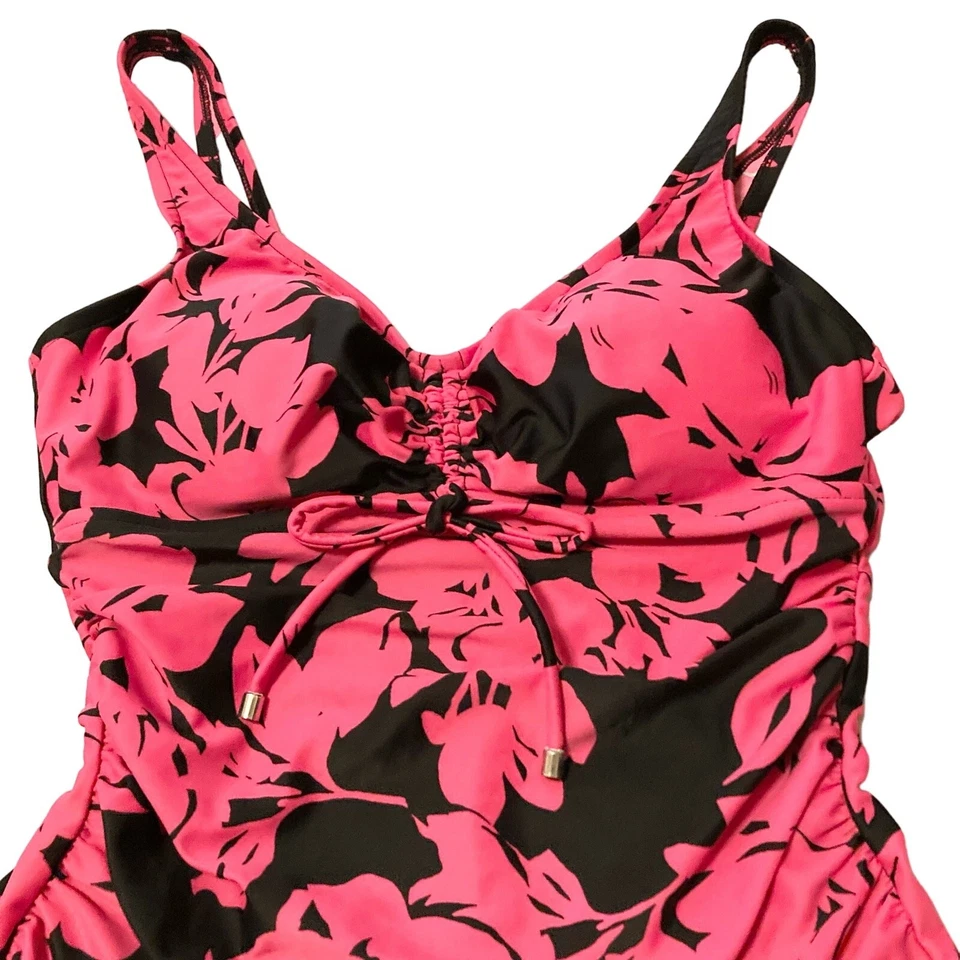 Traje de baño verde aguamarina medio rosa y negro cintura alta acolchado corbata estilo frontal 670547 Foto 2 de 4