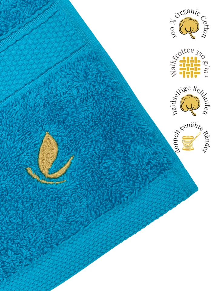 Harmatex Handtuchset 4 tlg. 550 g/m2 100% Bio-Baumwolle 2X70X140+50X100 Türkis - Bild 4 von 4