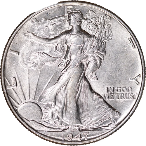 1947 50c Walking Liberty Half Dollar ~ AU Details