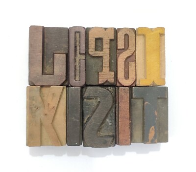Vintage Letterpress 10 Mix Letters Wood Type Printers Block Collection ...