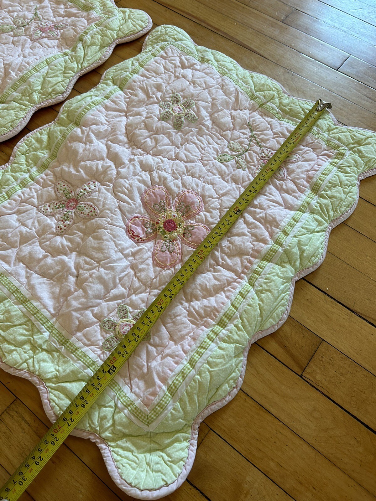 2 Patchwork Quilt Pottery Barn Kids Pillow Cases White Green Standard