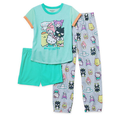 Girls Hello Kitty Pajamas Set T Shirt Pants Shorts 4 5 Kids Sanrio My Melody NWT