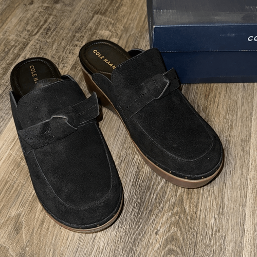 Cole Haan Women's CloudFeel All Day Studded Bow Clogs W25917 Black Suede Size 10 - Picture 9 of 10