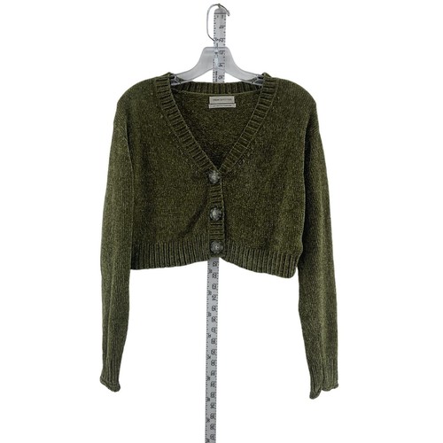 Urban Outfitters Women's Green Cropped Button Down Cardigan Sweater Size S