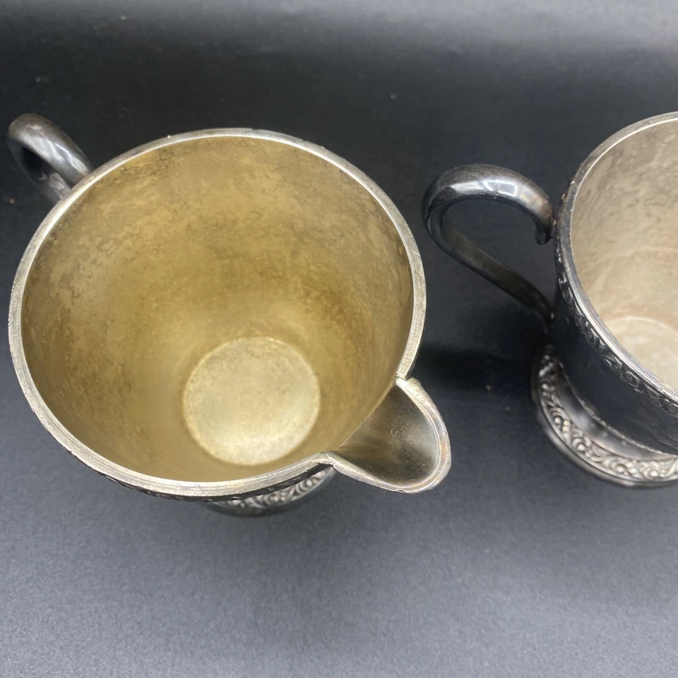 CREMA PLATEADA VINTAGE ONEIDA LTD “BROOKLINE” 2 PIEZAS, AZUCARERO Foto 2 de 4