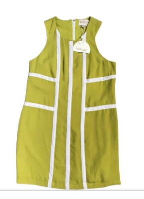 NWT Keepsake The Label Chartreuse Green Contrast White Panels Racer Back  Dress S | eBay
