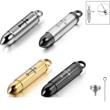 Cross Bullet Memorial Cremation Necklace Pendant Men Women Urn Jewelry for Ashes