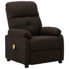 Massage Recliner Dark Brown Fabric vidaXL