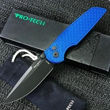 Pro-Tech Knives INT-106 Blue TR-3 Integrity Relic Black DLC S35VN Manual Knife