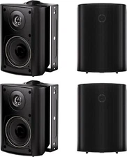 Herdio 2 Pairs 4" Outdoor Speakers Wired 200W Stereo Bass Wall Mount Speaker