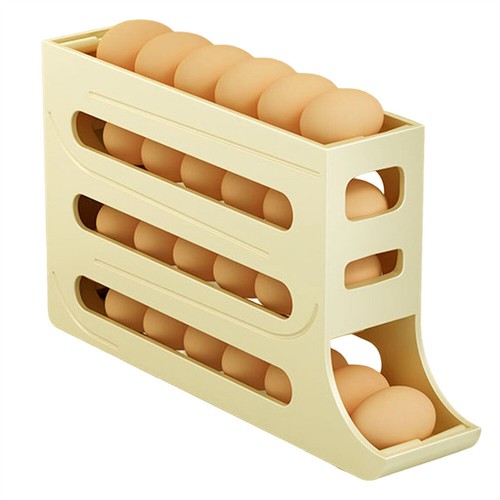 2/4 Tier Roll-Down Egg Dispenser Automatic Egg Storage Rack Kitchen Fefrigerator - Picture 15 of 17
