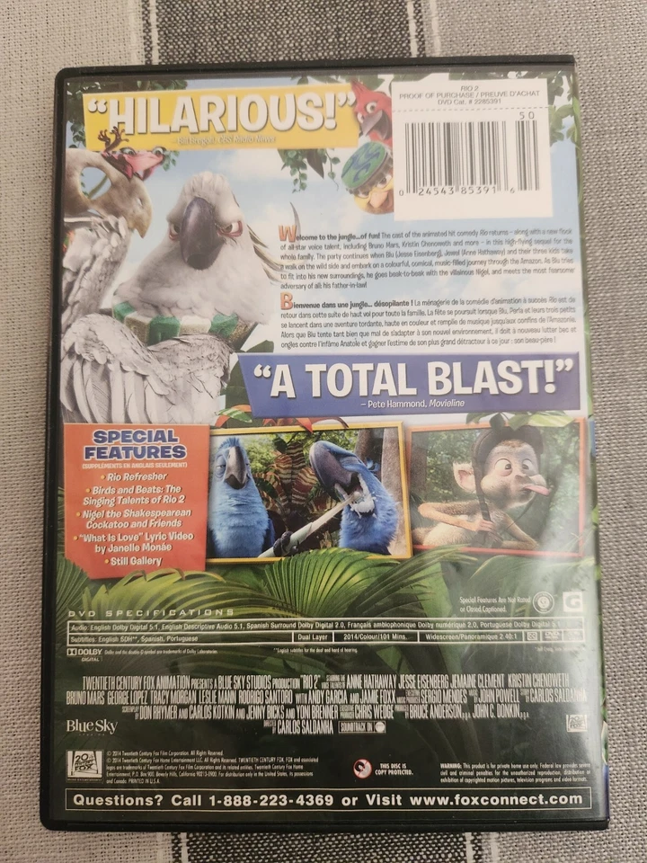 Rio 2 DVD + French Version 2014 - Image 2 of 4
