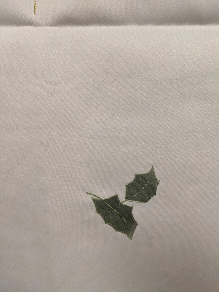 Vintage Satin Tablecloth Cut-Outs Stitched Flowers, Leave and Candles 33" x 33"  - Image 4 of 4