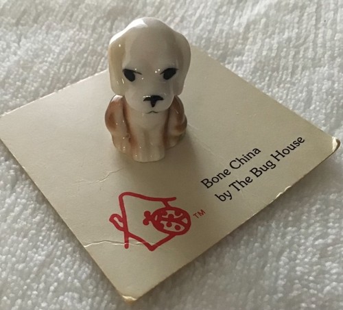 Bug House DOG Figurine Miniature Bone China ON CARD