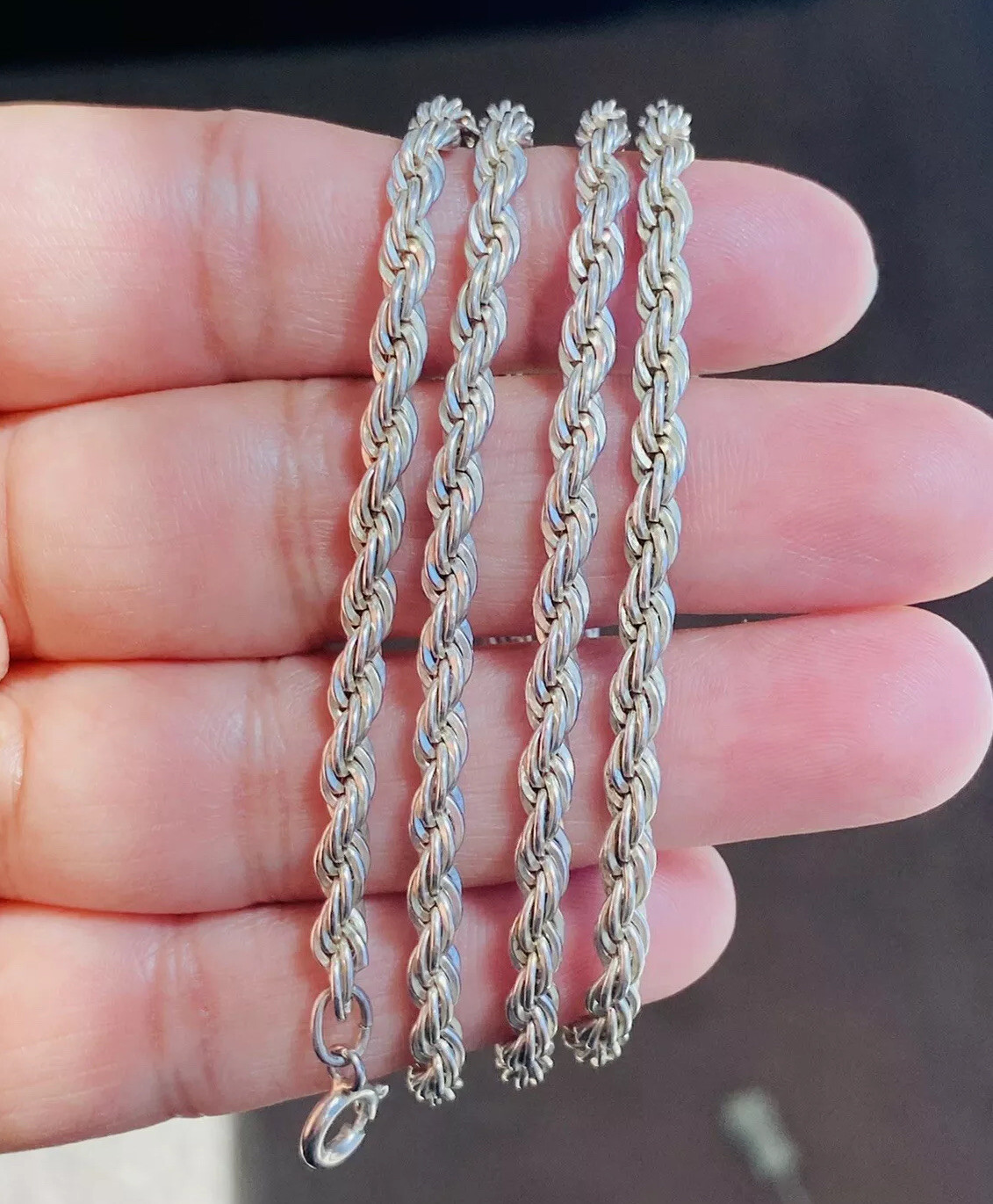 Vintage Armbrust Signed Sterling Silver 4mm Rope Chai… Gem