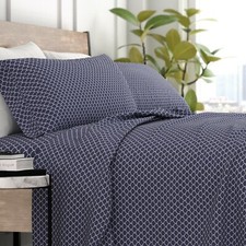 Kaycie Gray Fashion 4 Piece Ultra Soft Summer Scallops Easy Care Bed Sheet Set