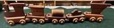Vintage Wood Train Engine and Cars , People 5pc Lot Pull Toy used