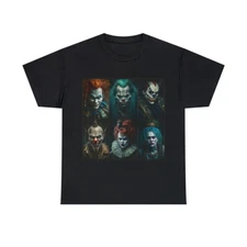 Unisex Adult T Shirt Haunted Clown Scary Horror Halloween Metal Phobia Creepy