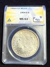 1904 O MORGAN SILVER DOLLAR ANACS MS 63