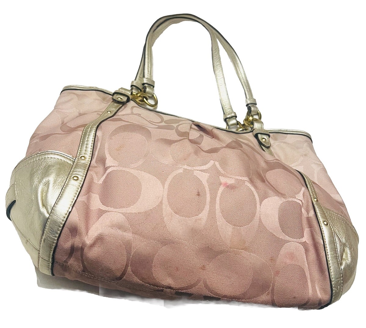 COACH SIGNATURE ALEXANDRA CHAIN BEIGE JACQUARD TOTE SHOULDER