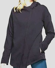  79 Hurley Women Black Dri-Fit Full-Zip Fleece Hooded Sweater Sweatshirt Size S