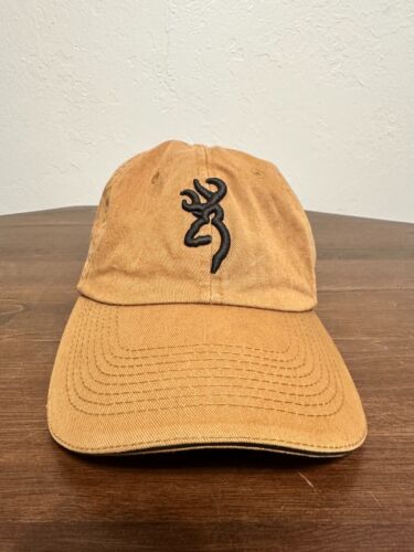 Browning Tan Canvas Adjustable Ball Cap Browning Buck Logo One Size 100% Cotton