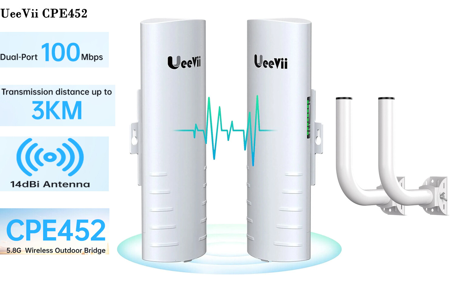 UeeVii Wireless Bridge Point to Point Multi-Point 5.8G WiFi Bridge Extending 3KM