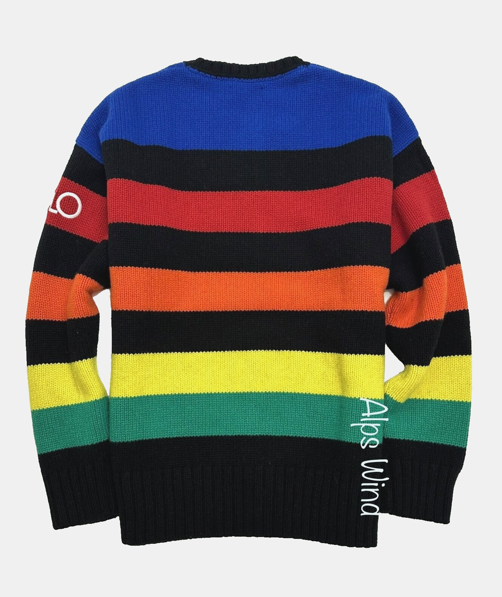 【送料&関税込】Polo Ralph Lauren Wool Pullover With Logo Polo Ralph Lauren Men's Logo Striped Wool Blend Long Sleeve