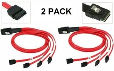 2PCS Mini SAS SFF-8087 to 4xSATA 7-Pin F Forward Breakout Cable 10.0Gbps HDD SDD