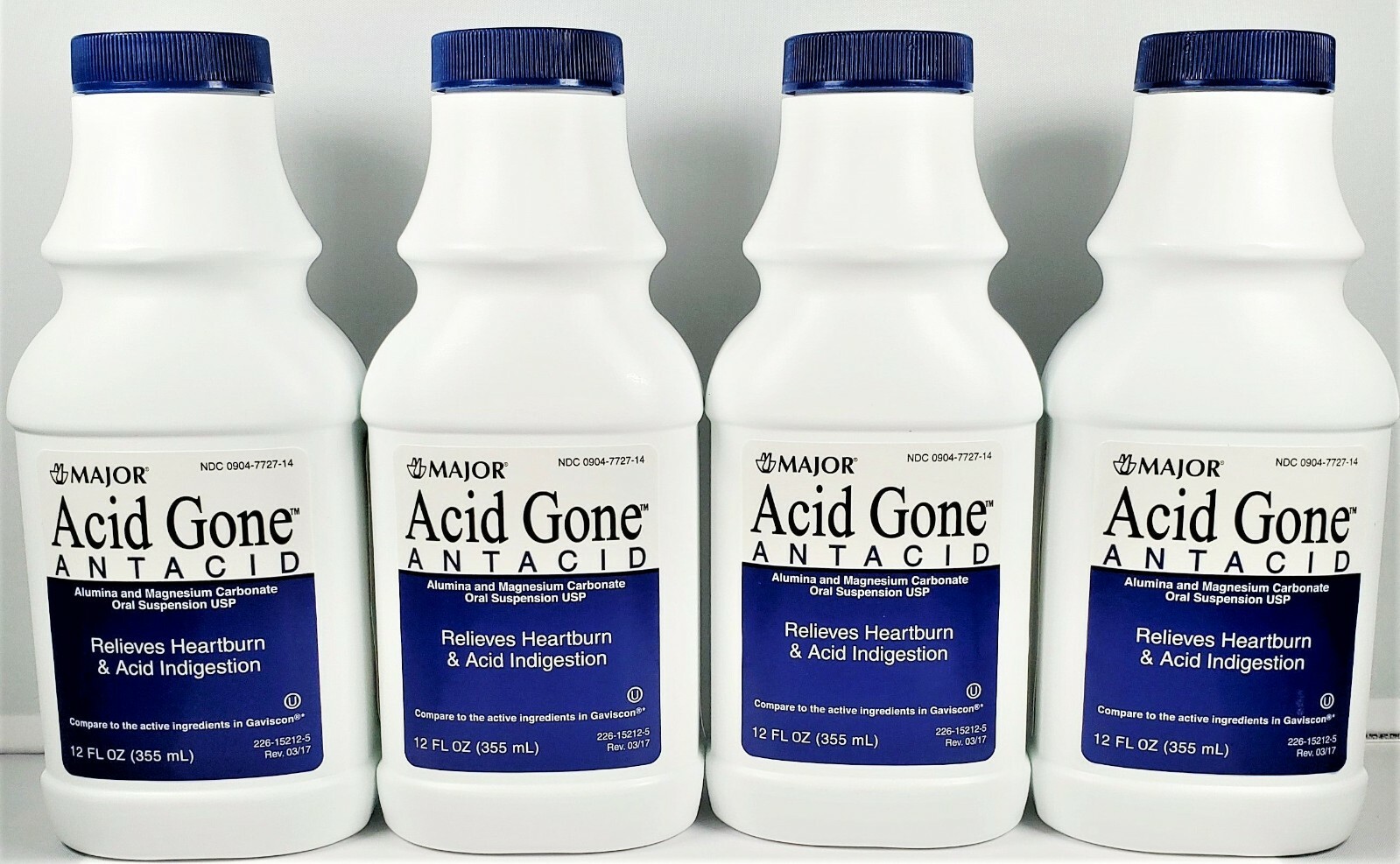 Major Acid Gone Antacid Liquid 12 fl oz each 4 Pack Expiration Date