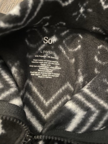 SO girls black & white Fleece 1/4 zip sweater with pockets new L - Picture 11 of 13