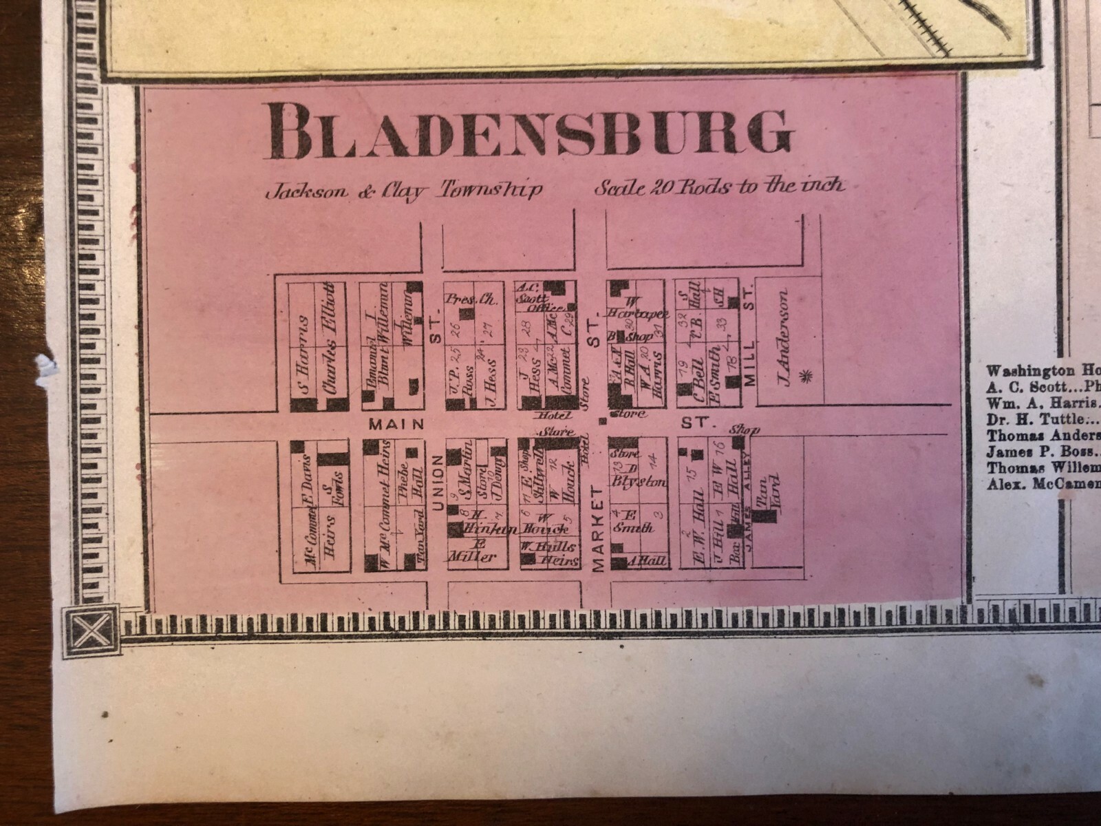 1871 Mt. Liberty, Lock, Bladensburg, Ohio Map Caldwell & Starr Atlas Knox County eBay